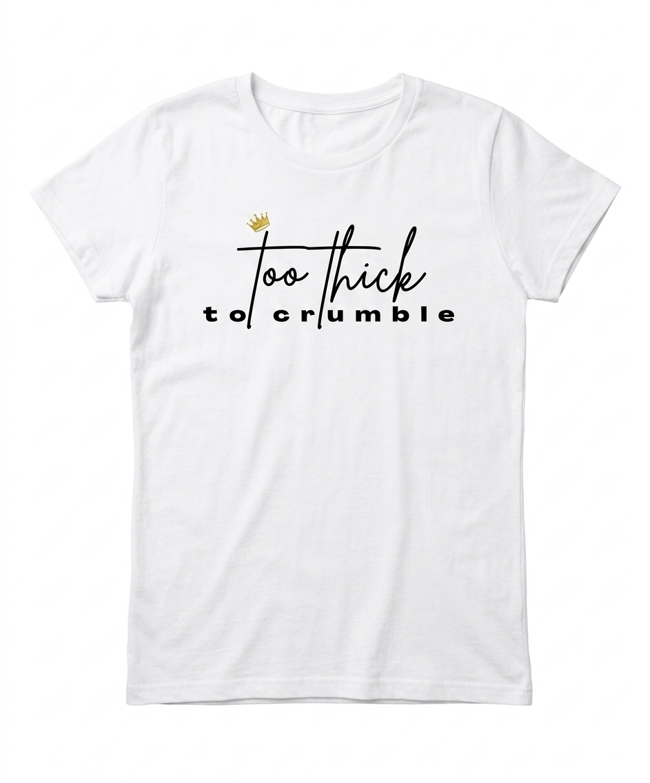 'too thick to crumble' white tee
